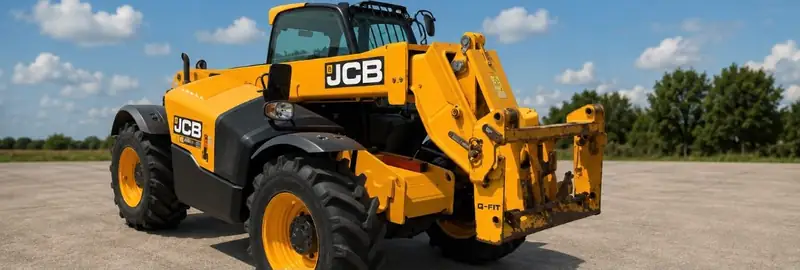 A telehandler parked on a site under a blue sky